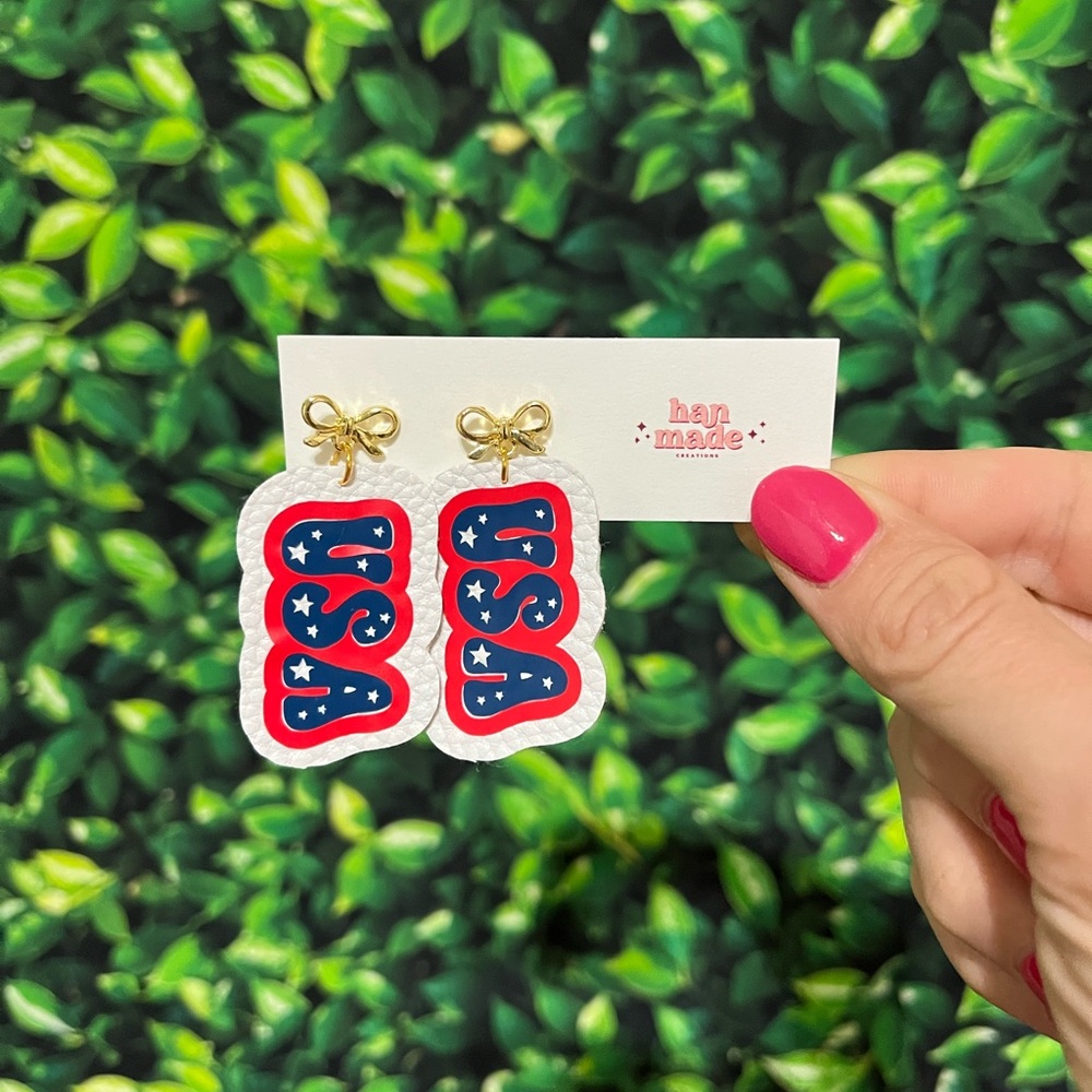 USA Earrings with Bow Accents